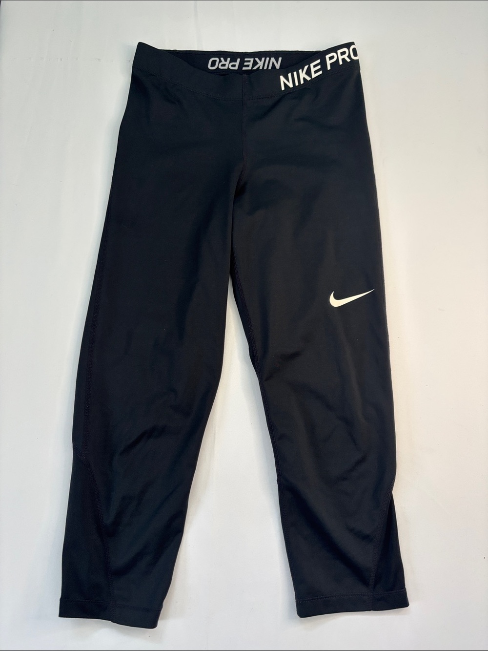 Nike Black Capri Leggings with White Swoosh and NIKE PRO Waistband